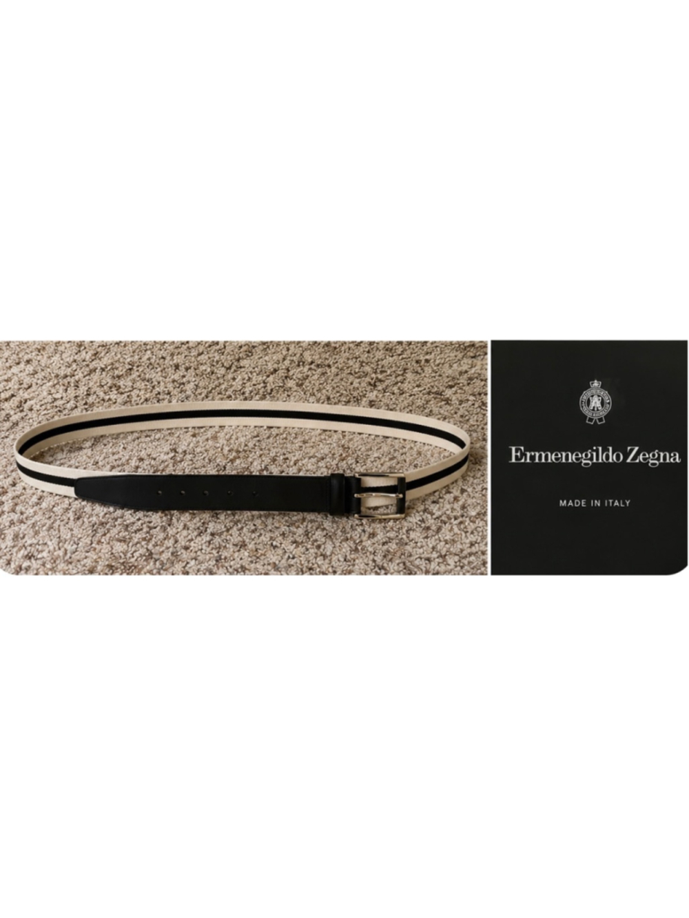 Men's Ermenegildo Zegna Belt One Size Brown and Cream Luxury New!